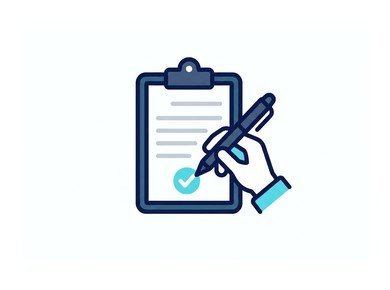 Ilustración de una mano llenando un formulario